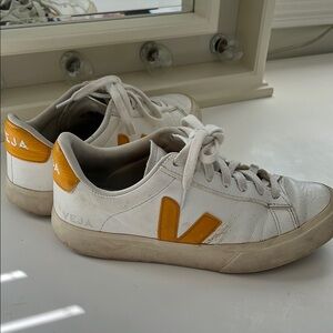 Veja White Sneakers with Yellow Details